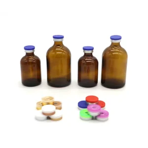Moulded Neutral Borosilicate Glass Vial Rubber Stopper USP Type I II Pharmaceutical Use 50ml 100ml Amber Clear Carton Packed