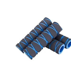 NBR Gray and Blue Bicycle Handlebar Grips, Non-Slip Heat-Resistant Model 12