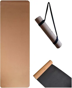 Natural Cork Rubber Yoga Mat Wood Color+Black 183cm