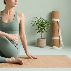 Natural Cork Yoga Mat 6mm Rubber Bottom Eco Pilates Sustainable Fitness Pad Oeko Tex Standard 100 Earth Tone Aesthetic Home Gym