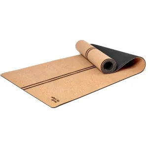 Natural Eco Cork PU Rubber Yoga Mat Folding Gymnastic Fitness Exercise Mat with Alignment Lines Ideal for Yogi Beginners