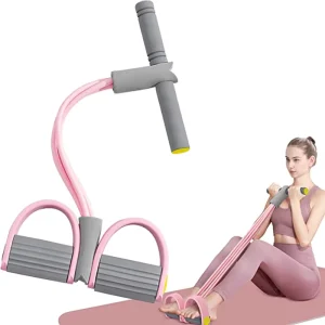 Natural Rubber 4-Tube Tension Rope Resistance Bands Yoga Pedal Puller Elastic Pull Fitness Equipment Abdomen Waist Arm Training