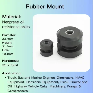 Neoprene Rubber Low-Profile High-Capacity Vibration Isolator Mount for Vertical Air Compressor Motors