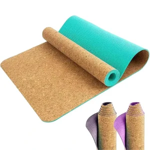 New Design Eco Friendly Cork Natural Rubber Yoga Mat for Pilates Cork Color Custom Logo Heat Transfer Printing 4.5mm