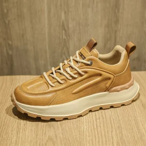 New High Quality Handmade Leather Oxford Shoes Men’s Lace Up Thick Sole Lightweight Mesh Elevator Classic Sneakers