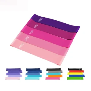 Non Slip 60cm 5 Ring Hip Loop Latex Resistance Bands Set with 5 30LBS Strength Portable in Bags