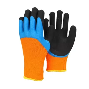 Non Slip Double Layer Hanging Rubber Gloves Foam Terry Wrinkle Wear Resistant Labor Protection Latex Work Gloves