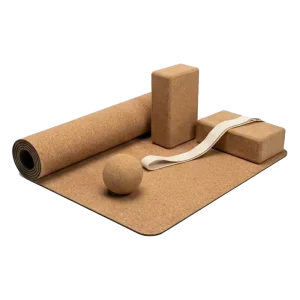 Non Slip Portugal Cork Yoga Mat Rubber Base Sweat Proof Heavy Duty 4mm/5mm Recyclable Sustainable for Meditation