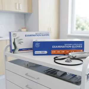 Non Sterile Natural Latex Exam Gloves Textured Smooth Medical Protective Rubber Gloves