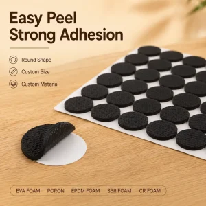 Non slip EVA Mat Adhesive Dots Die Cutting Double Sided Foam Pad Circle Bumpers 1mm High Elastic