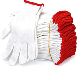 Nylon Gloves Red+White Wear Resistant Hand Protection Safety Work Labor