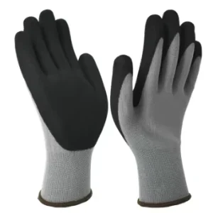 Nylon Nitrile Frosted Coated Gloves Impregnated Rubber Anti Slip Wear Resistant Grey Sizes S-L Labor Protection Factory Safety