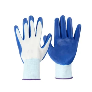 Nylon Spandex Foam Palm Dotted Safety Construction Workwear Industrial Nitrile Coated Gloves