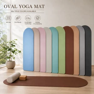 OEM Custom Logo PU Natural Rubber Oval Yoga Mat Non Slip Eco-Friendly 5mm Thick 183cm Length Yoga Pilates Fitness