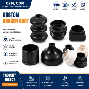 OEM Custom Molded EPDM Silicone Rubber Boot Bellows Dust Cover Protective Rubber Sleeve Factory Manufacturer