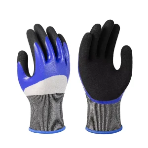 OEM Double Layer Nitrile Rubber Anti Cut Safety Gloves Waterproof Puncture Resistant Labor Protection EN388