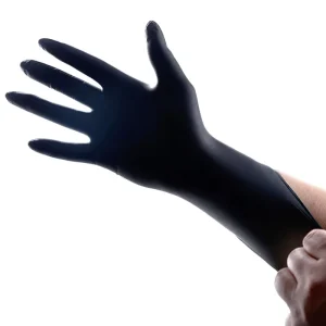 OEM Nitrile Gloves Powder Free Medical Examination Disposable Gloves Black 9 Inch Class I