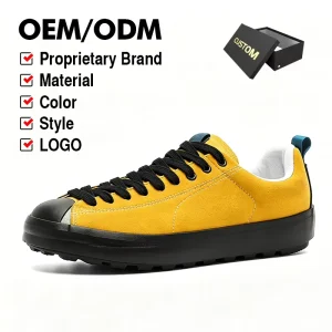 OEM ODM Customizable Casual Footwear Yellow Suede Low-Top Sneakers with Custom Private Logo Color & Material Options