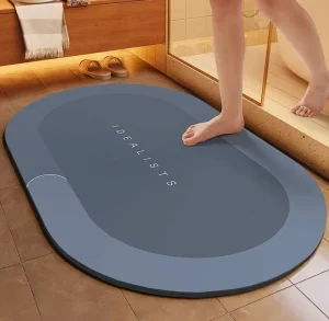 OEM ODM Factory Geometric Printed Rubber Anti-Slip Thick Oval Bath Mat Quick-Drying Water-Absorbent