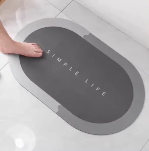 OEM ODM Factory Offered Modern Style Geometric Printed Rubber Anti Slip Thick Oval Bath Mats Machine Made Quick Water Absorbent