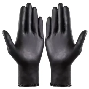 OEM logo 100PCS XS XL Black Disposable Nitrile Gloves Latex Rubber for Kitchen Household Cleaning Working Garden Hand Gloves
