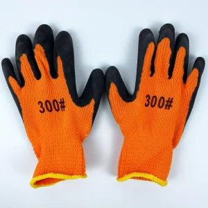 Orange Black Rubber Safety Work Gloves Non Slip Customizable Labor Protection Gloves