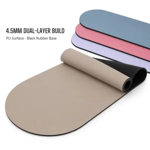 PU Rubber Pilates Exercise Mat 183x68cm 4.5mm Capsule Shape Rounded Ends Wet Grip Non Slip Yoga Mat Custom Logo