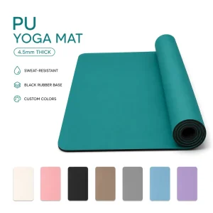 PU Rubber Yoga Mat 183x68cm 4.5mm Rectangular Anti Slip Rubber Backing Pilates Fitness Mat Private Label ODM