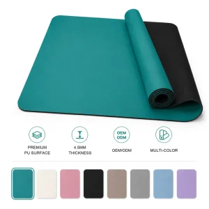 PU Rubber Yoga Mat 183x68cm 4.5mm Rectangular Moisture Absorbing Anti Slip Pilates Exercise Mat Custom Branding Bulk Factory