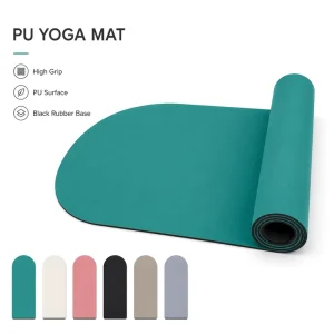 PU Rubber Yoga Mat 4.5mm 183x68cm Curved Shape One Rounded Edge Black Bottom Non Slip Pilates Exercise Mat Private Label OEM