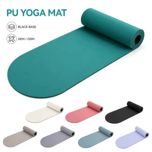 PU Rubber Yoga Mat 4.5mm 183x68cm One End Arch Shape Rubber Base Wet Dry Grip Pilates Exercise Mat Custom Color Private Label