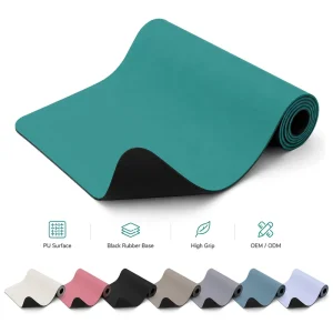 PU Rubber Yoga Mat 4.5mm 72×27 Inch One End Semicircle Shape Rubber Backed Anti Skid Pilates Workout Mat Custom Logo Factory