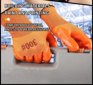 PVC Rubberized Labor Insurance Gloves Anti Chemical Waterproof Half Coated Warm Wear resistant Fleece Nylon Powder Free