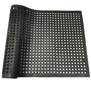 Perforated Oil-Proof Rubber Anti-Fatigue Floor Roll Mat with Honeycomb Drainage Holes for Kitchens and Workshops