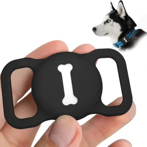 Pet Bone AirTag Collar Holder Waterproof Silicone Case for Apple AirTag Anti Lost GPS Tracker Protective Cover for Dogs Cats