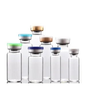 Pharmaceutical Clear Glass Round Vial with Rubber Stopper and Screw Cap 2ml Capacity Liquid Custom Logo Gold Stamping