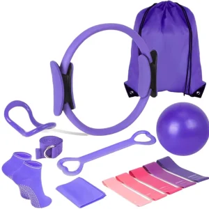 Pilates Accessories Eco Friendly Pilates Resistance Band Non-Slip Socks Yoga Stretch Ring Pilates Ball Kit Set Gym Equipment