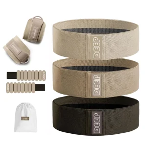 Pilates Yoga Working Out 3 Levels Booty Bands Set Brown Nude Cream Stretch Resistance Exercise Bands for Women Legs and Butt