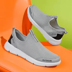 Plus Size Men’s Casual Shoes Fashion Summer Sports Walking Shoes Breathable Mesh Cloth Upper Lightweight EVA Soft Sole