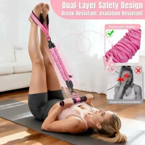 Portable Full Body Resistance Band System with Detachable Tubes Foot Pedals and Foam Handles for Everyday Fitness Training