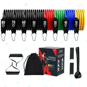 Portable Latex Resistance Tube Bands Set for Yoga Body Building Fitness Gym Equipment 200lbs 360lbs Packaged in Bags