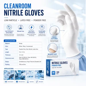 Powder Free Latex Free Disposable Nitrile Examination Gloves Non Sterile for Lab and Care Use