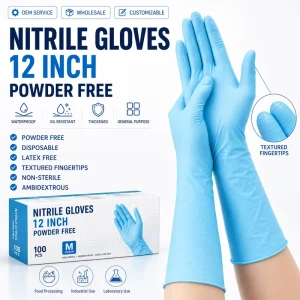 Powder Free Latex Free Disposable Nitrile Examination Gloves Non Sterile for Lab and Care Use