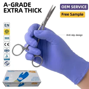 Powderfree Blended Nitrile Gloves 100 Xs Powder Free Ice Blue Medicical Disposable Nitrile Glove Black