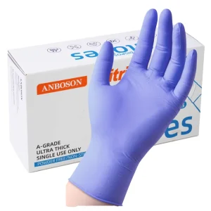 Powderfree Diamond Blended Nitrile Gloves 4 Mil CE Certified 100 XL Ice Blue Medical Disposable Black