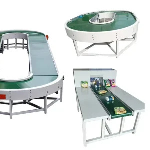 Power Adjustable Rubber Belt Conveyor Stainless Steel Restaurant Use Side Transfer Screw Spring Loaded Roller Portable