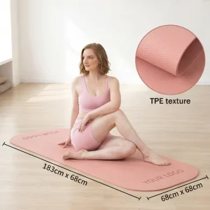 Premium Double Layer TPE Rubber Yoga Pilates 6mm Thick Cushioning Non Slip Waterproof Washable Durable Exercise Mat Carrying
