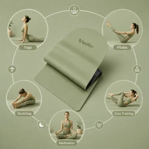Premium PU Yoga Mat with Natural Rubber Base Non Slip Exercise Mat for Yoga Pilates Stretching and Home Fitness