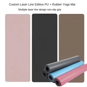 Professional Non Slip PU Rubber Yoga Mat 183x68cm 5mm Thick Customized Laser Line Shock Absorbing Sound Insulation