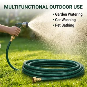Quick-Connection Water Hose 3x Telescopic Latex Garden Water Hose with Spray Nozzle Retractable Pipe